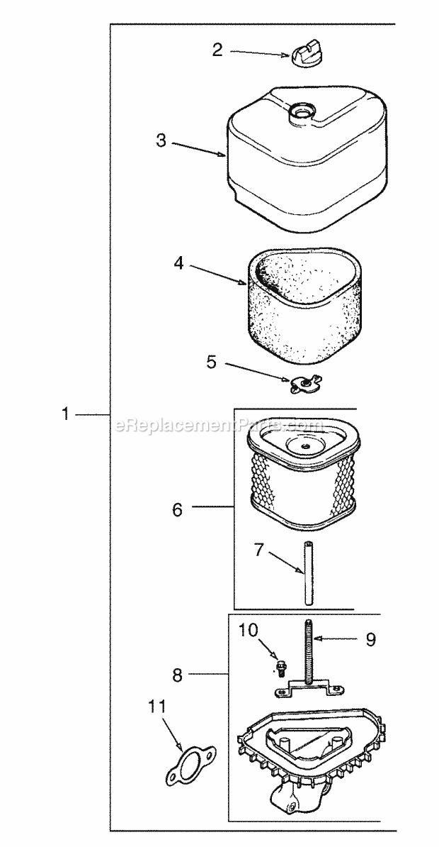 Air Intake And Filter Diagram and Parts List for Z42 53AC305G100 Cub Cadet Lawn Mower